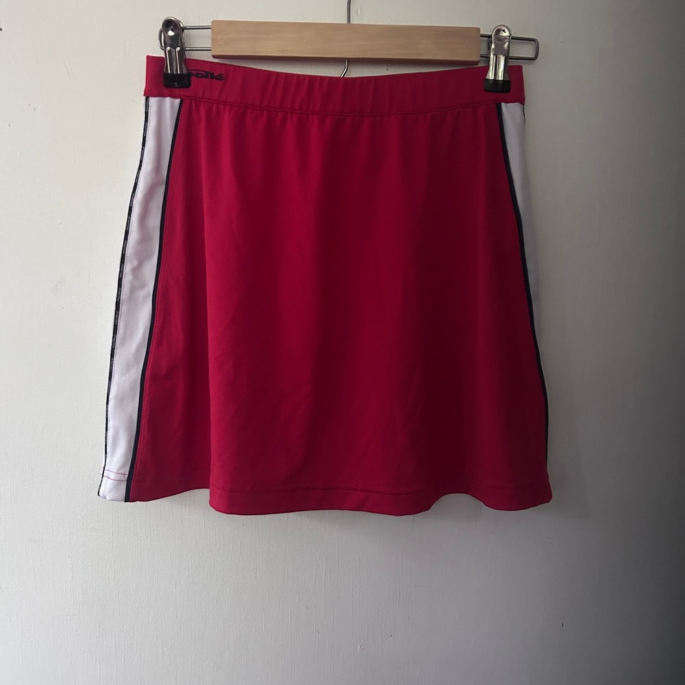 Bolle Tennis Skirt Small Red Colorblock Straight Rear Zip‎ Pickleball Activewear